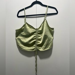 Forever 21 Scrunched Satin Crop Top- Sage